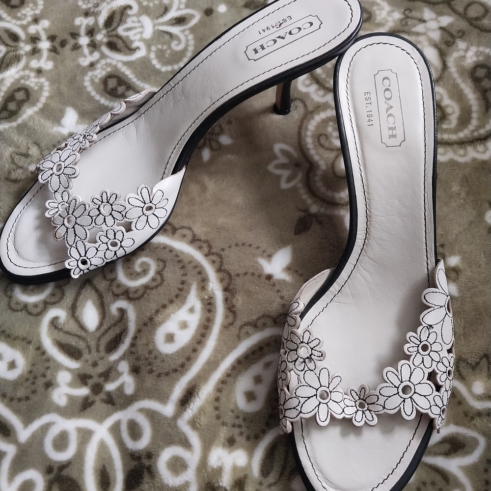 Coach Women's White Floral Heeled Sandals